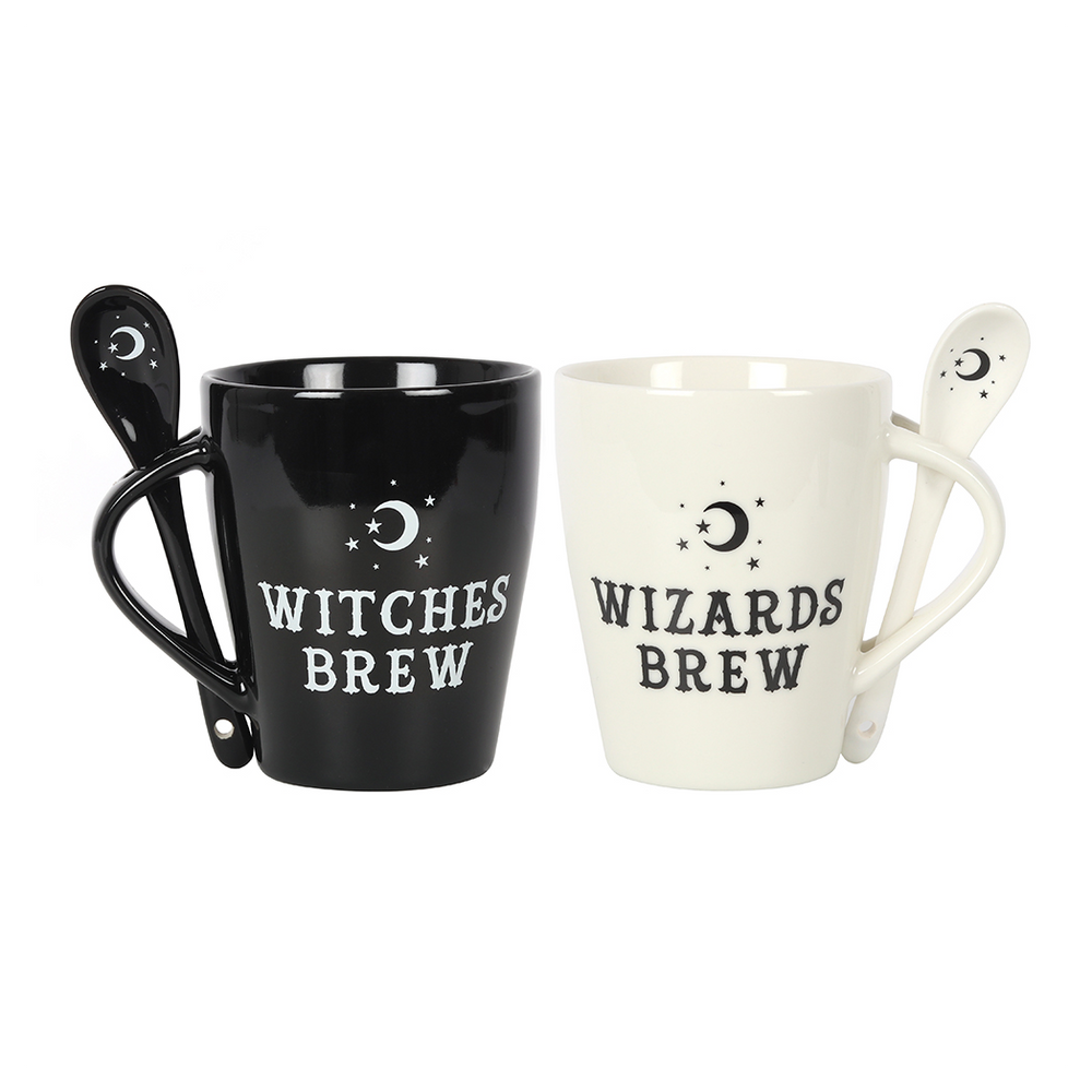 Witch and Wizard Couples Mug and Spoon Set