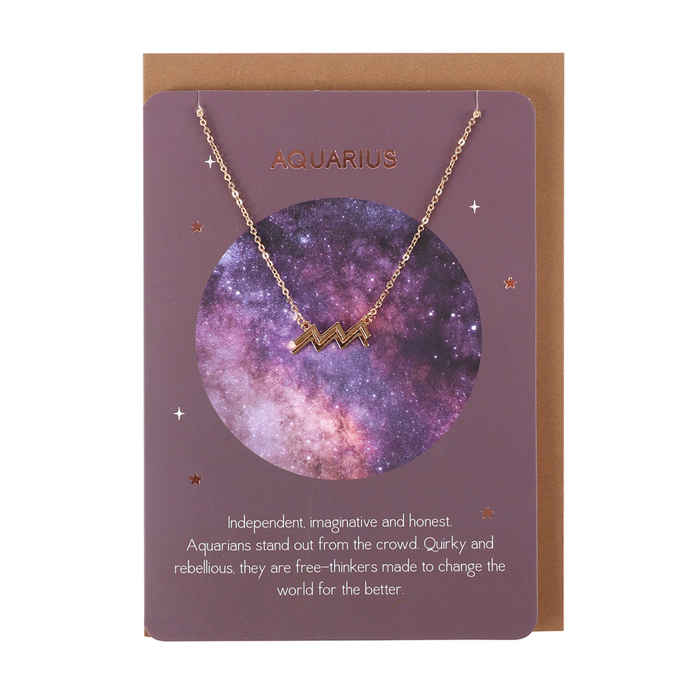 Aquarius Zodiac Necklace Card