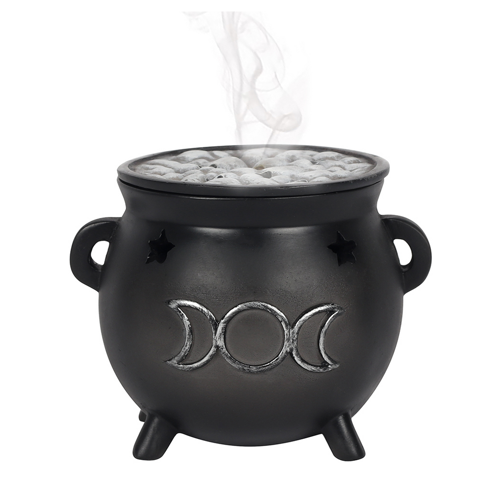 Triple Moon Cauldron Incense Cone Holder