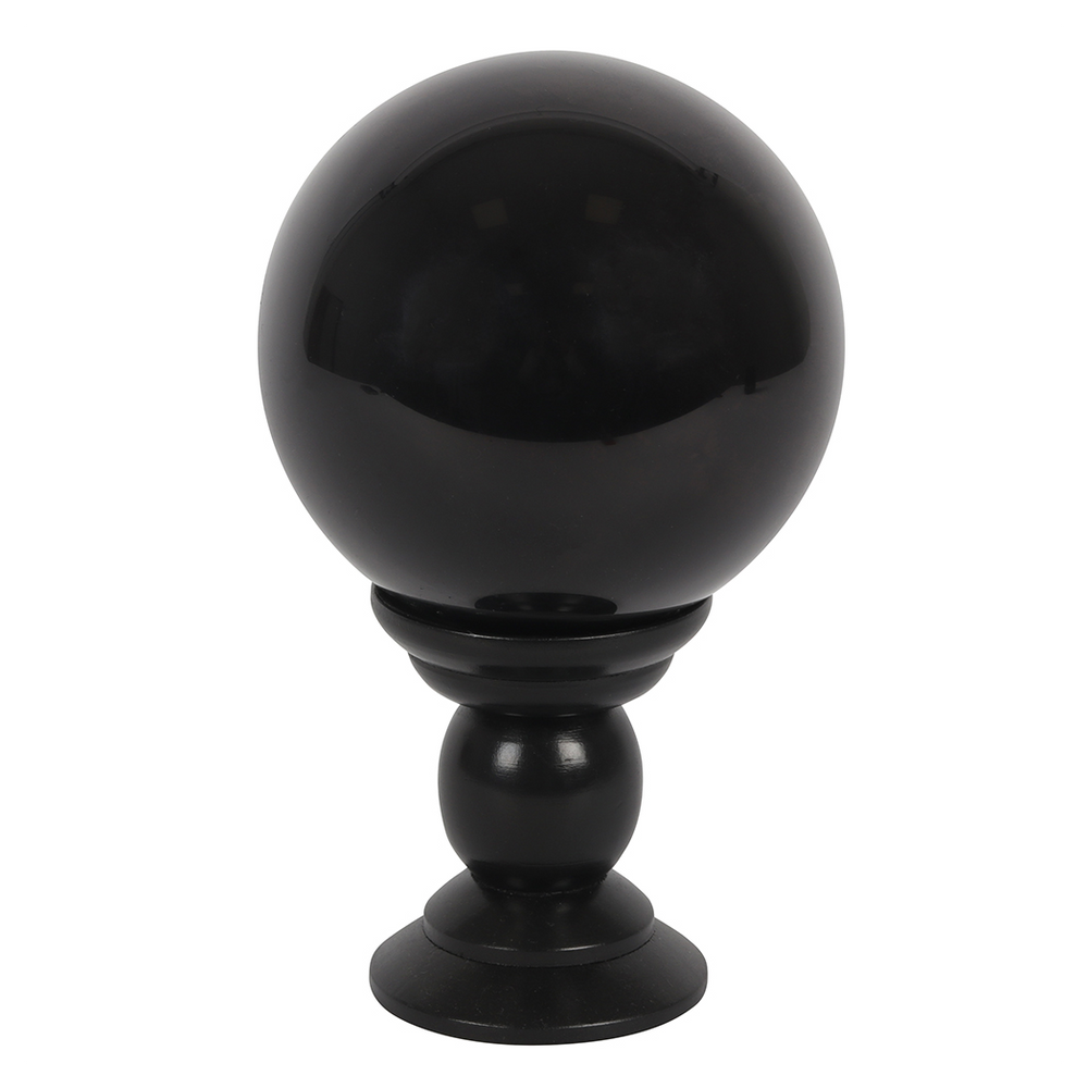 Large Black Crystal Ball on Stand
