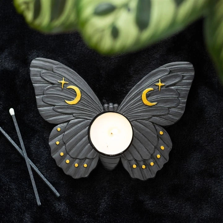 Black Moth Tealight Candle Holder