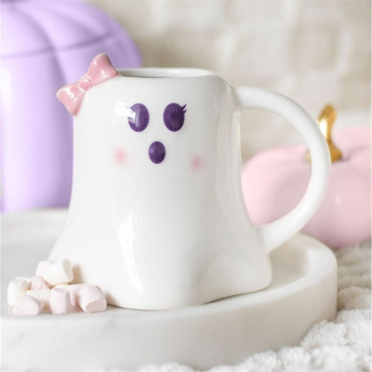 Mrs Boo Ghost Shaped Mug with Bow