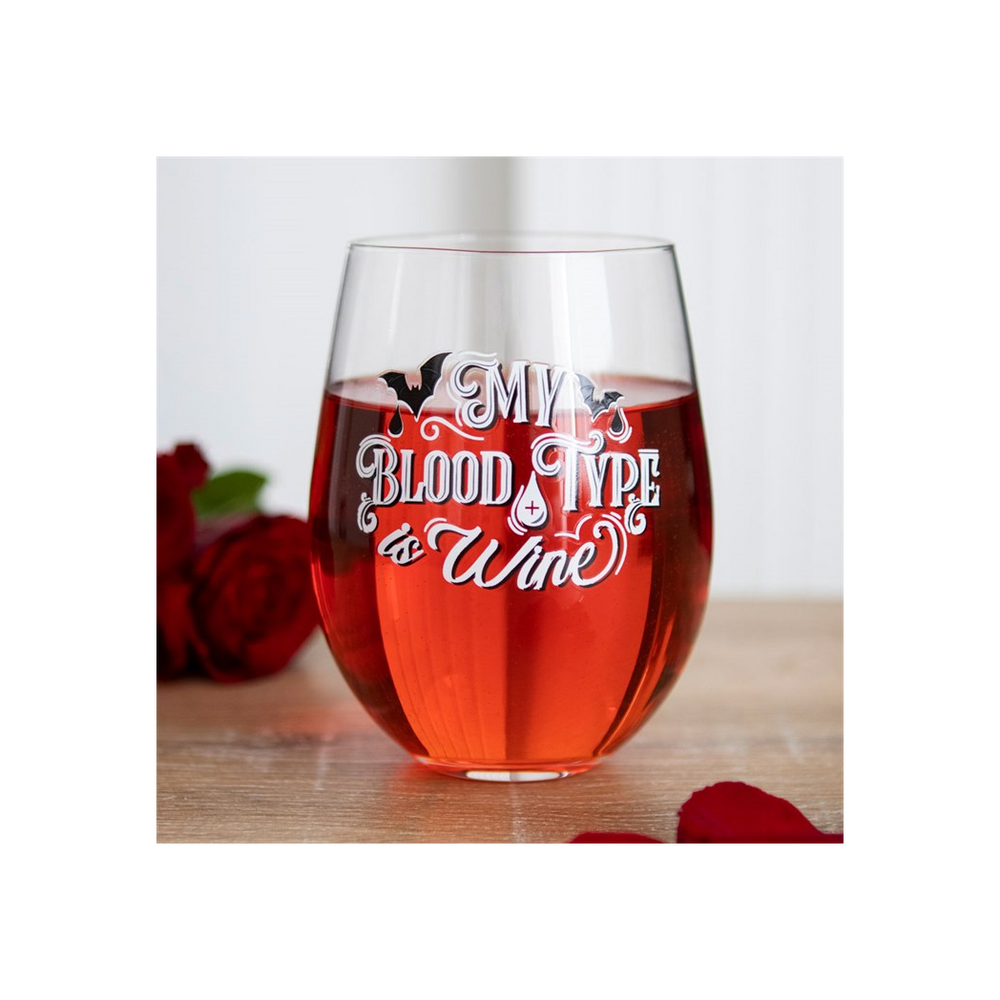 My Blood Type is Wine Stemless Wine Glass