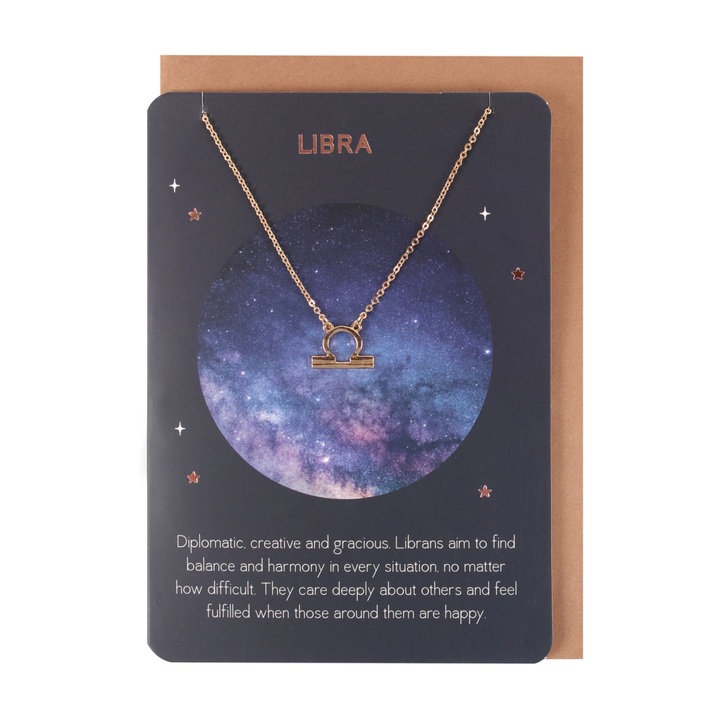 Libra Zodiac Necklace Card