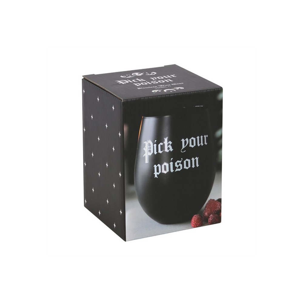 Pick Your Poison Stemless Wine Glass