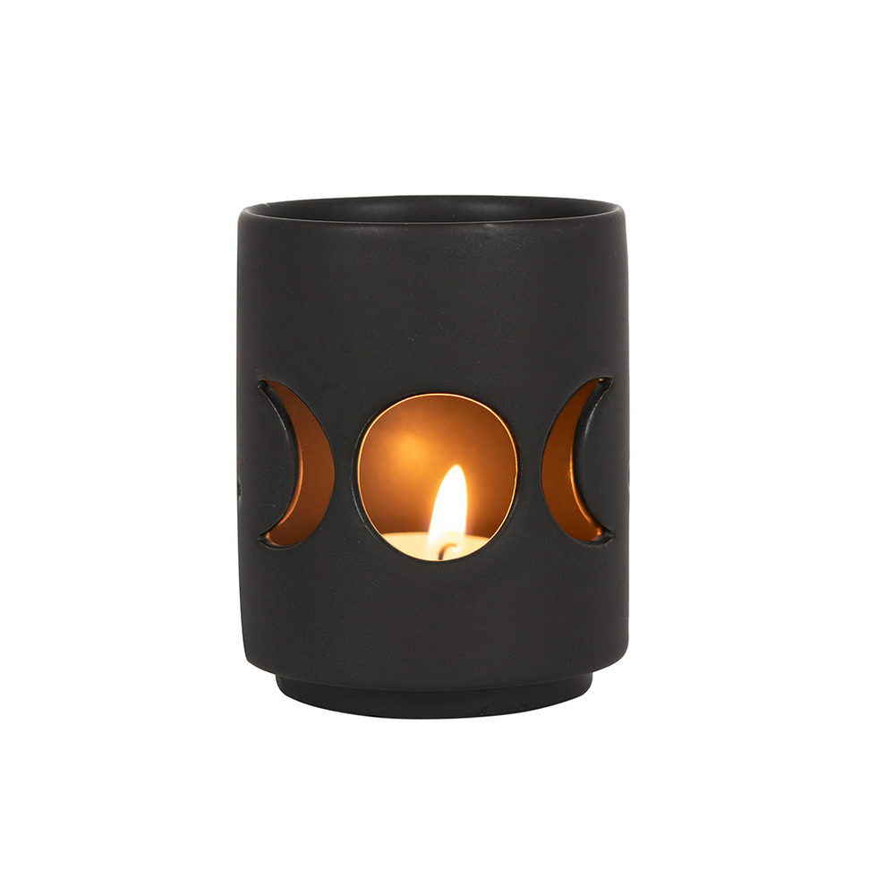 Small Black Triple Moon Cut Out Tealight Holder