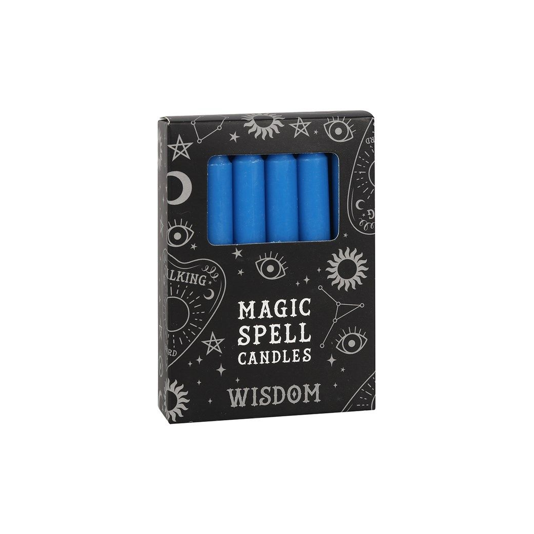 Set of 12 Blue 'Wisdom' Spell Candles