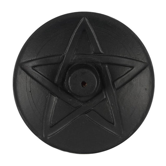 Black Pentagram Terracotta Incense Plate