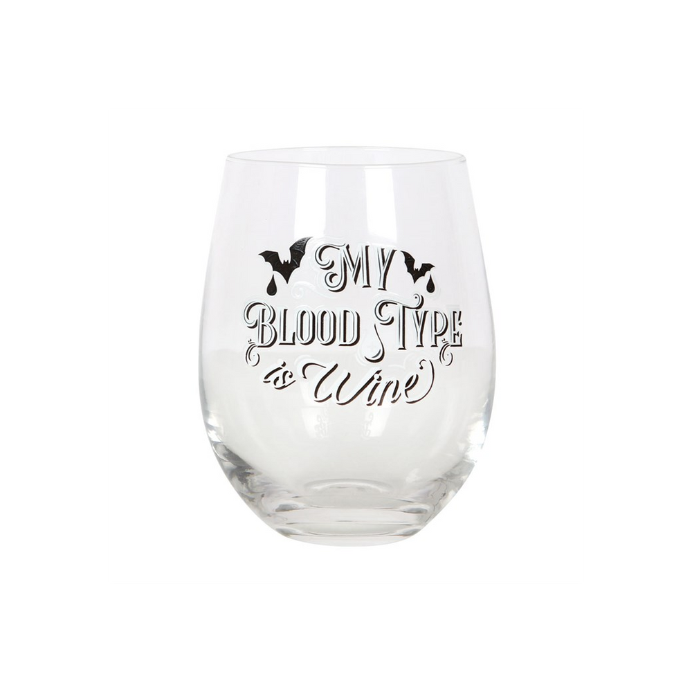 My Blood Type is Wine Stemless Wine Glass