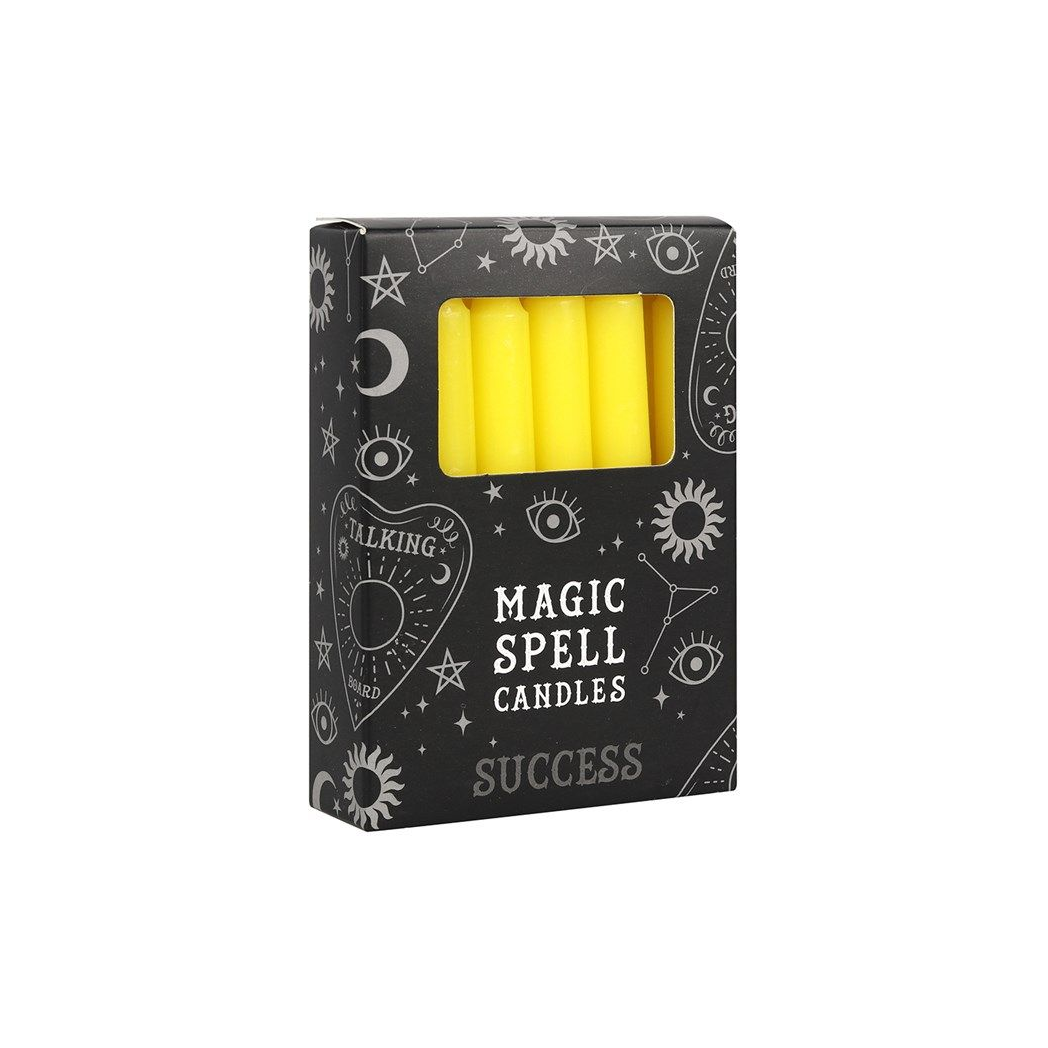 Set of 12 Yellow 'Success' Spell Candles