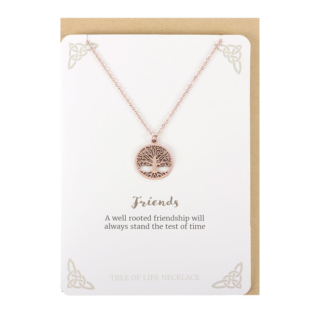 Rose Gold Friends Tree of Life Necklace Card