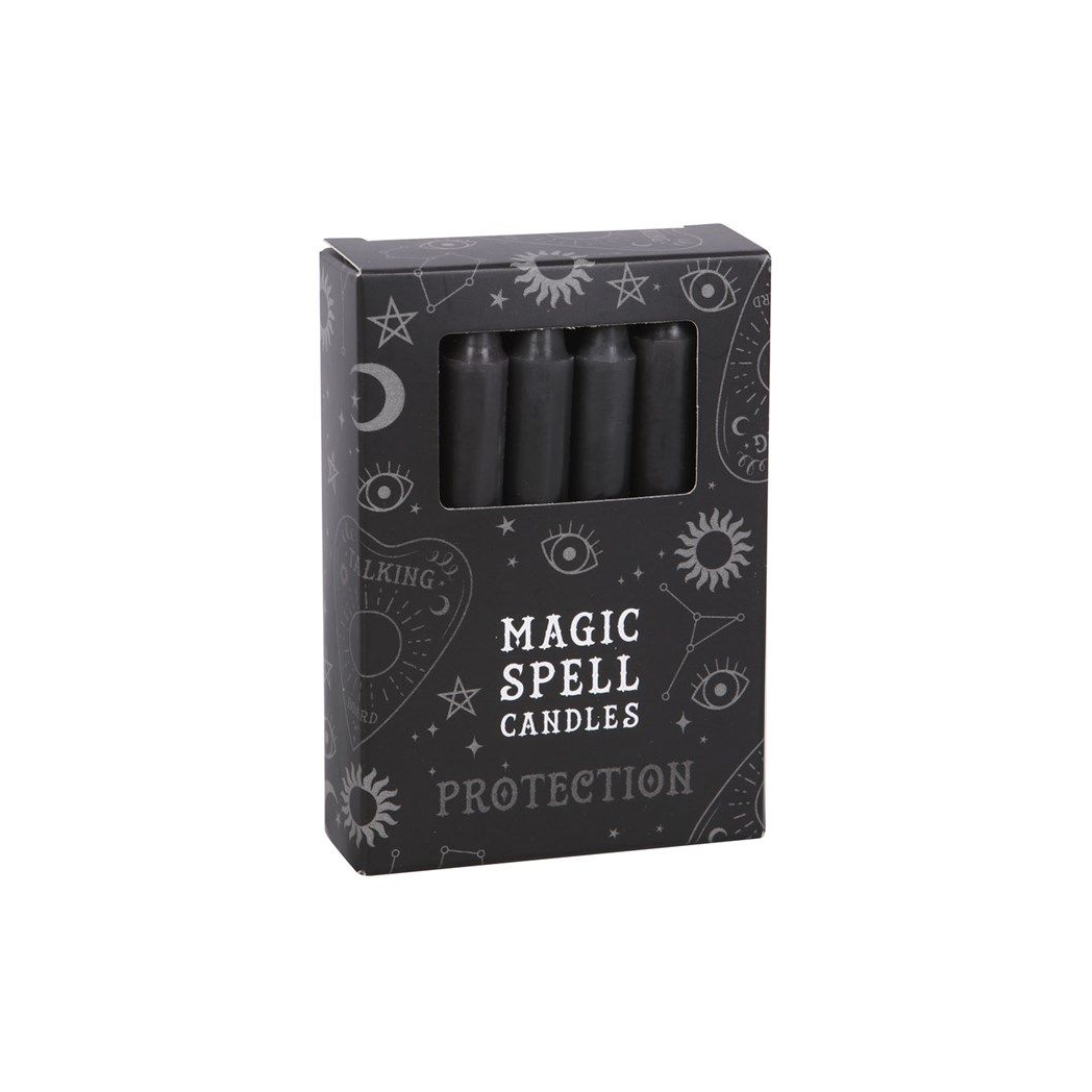 Set of 12 Black 'Protection' Spell Candles