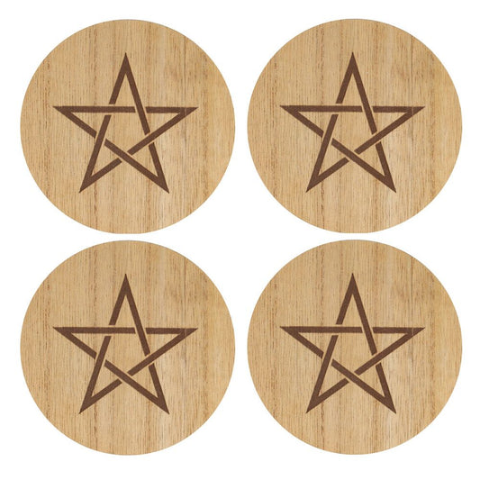 Engraved Pentagram Coaster Set