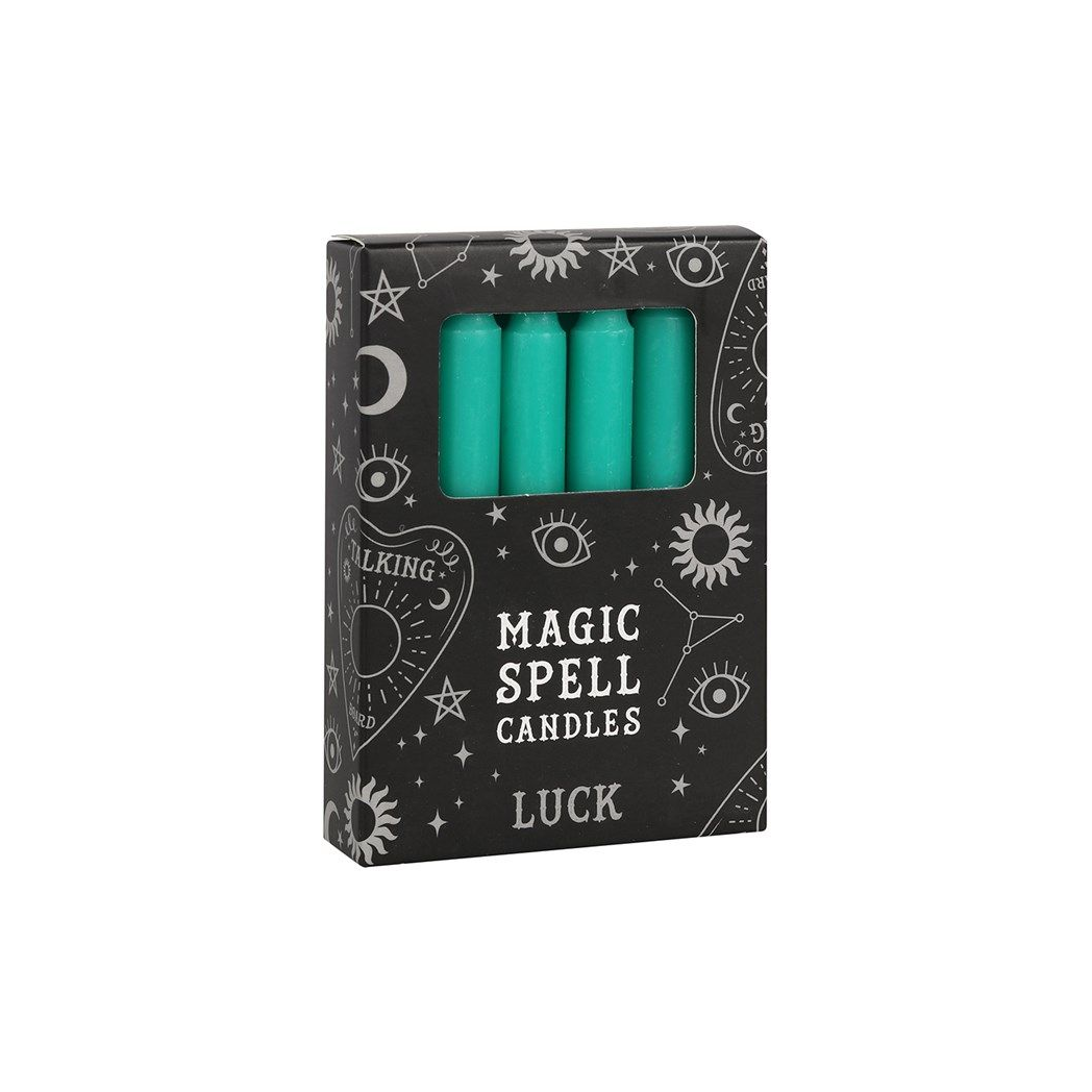 Set of 12 Green 'Luck' Spell Candles