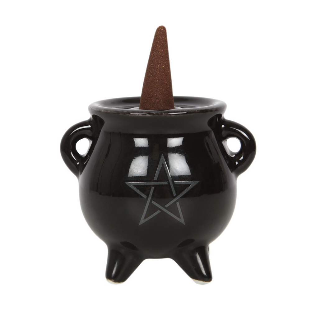 Pentagram Cauldron Ceramic Incense Holder