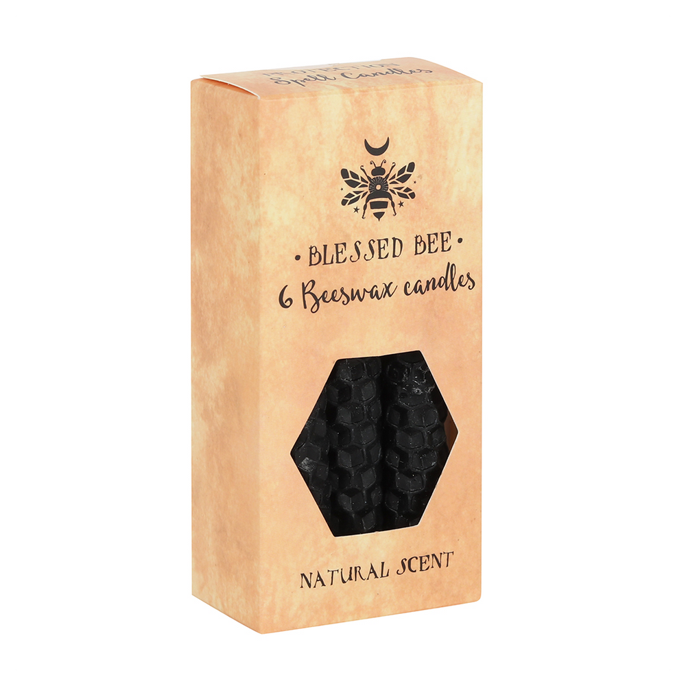 Set of 6 Black Beeswax Spell Candles