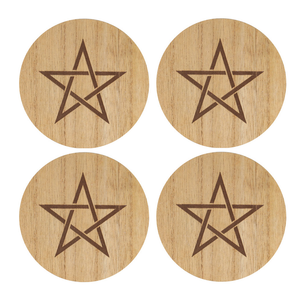 Engraved Pentagram Coaster Set