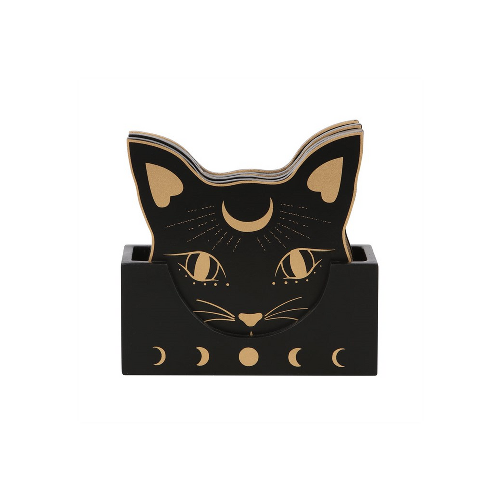 Mystic Mog Cat Face Coaster Set