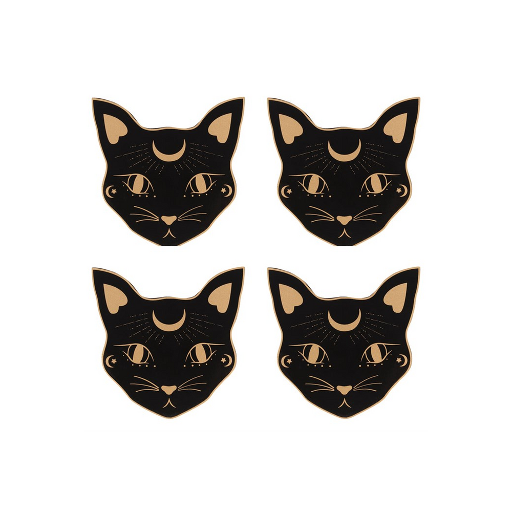 Mystic Mog Cat Face Coaster Set