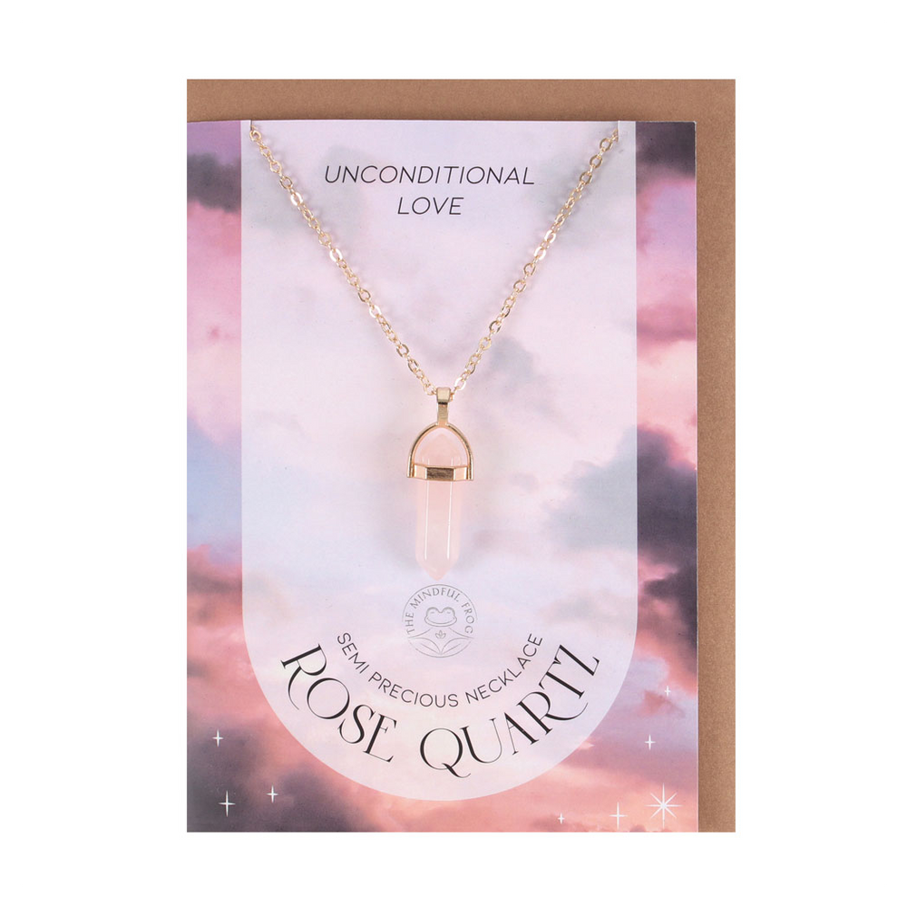 Rose Quartz Crystal Necklace Card