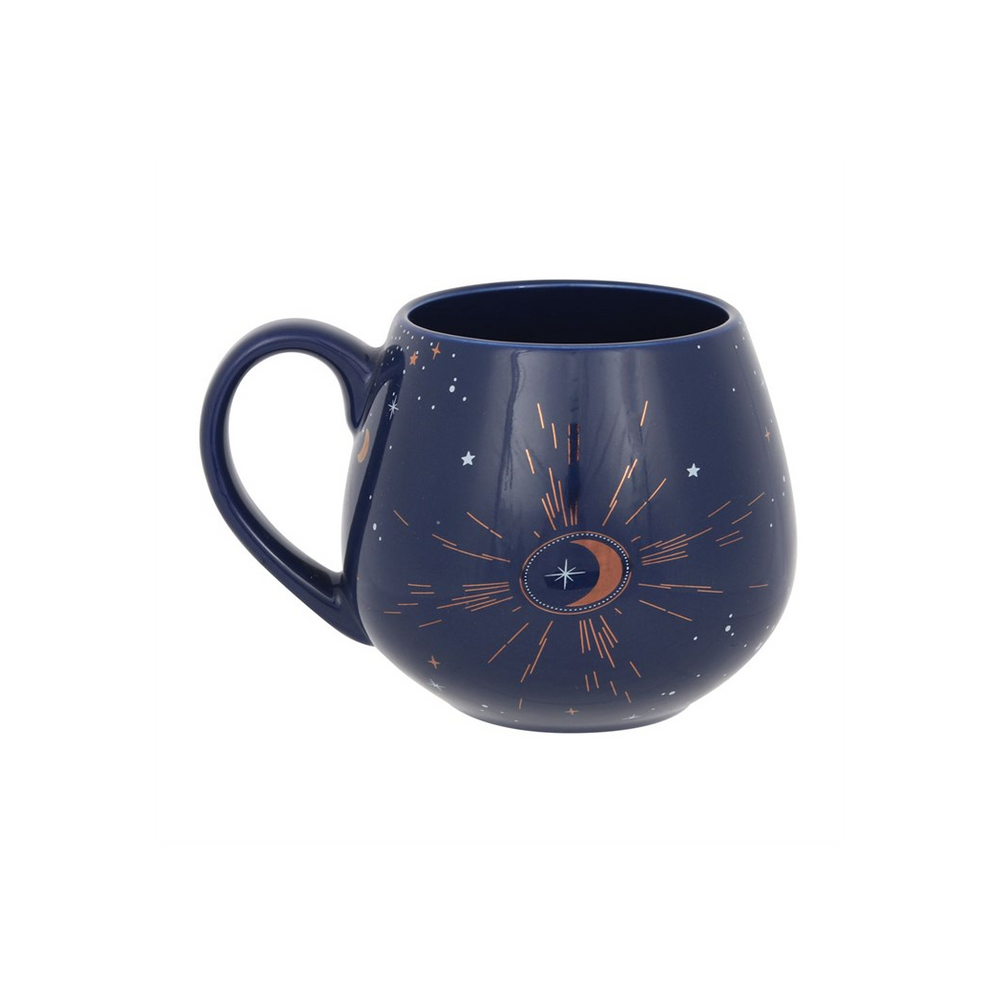 Blue Crescent Moon Rounded Mug